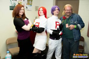 Double Vision, as Jesse and James cosplayers pose with their voice actor counterparts.